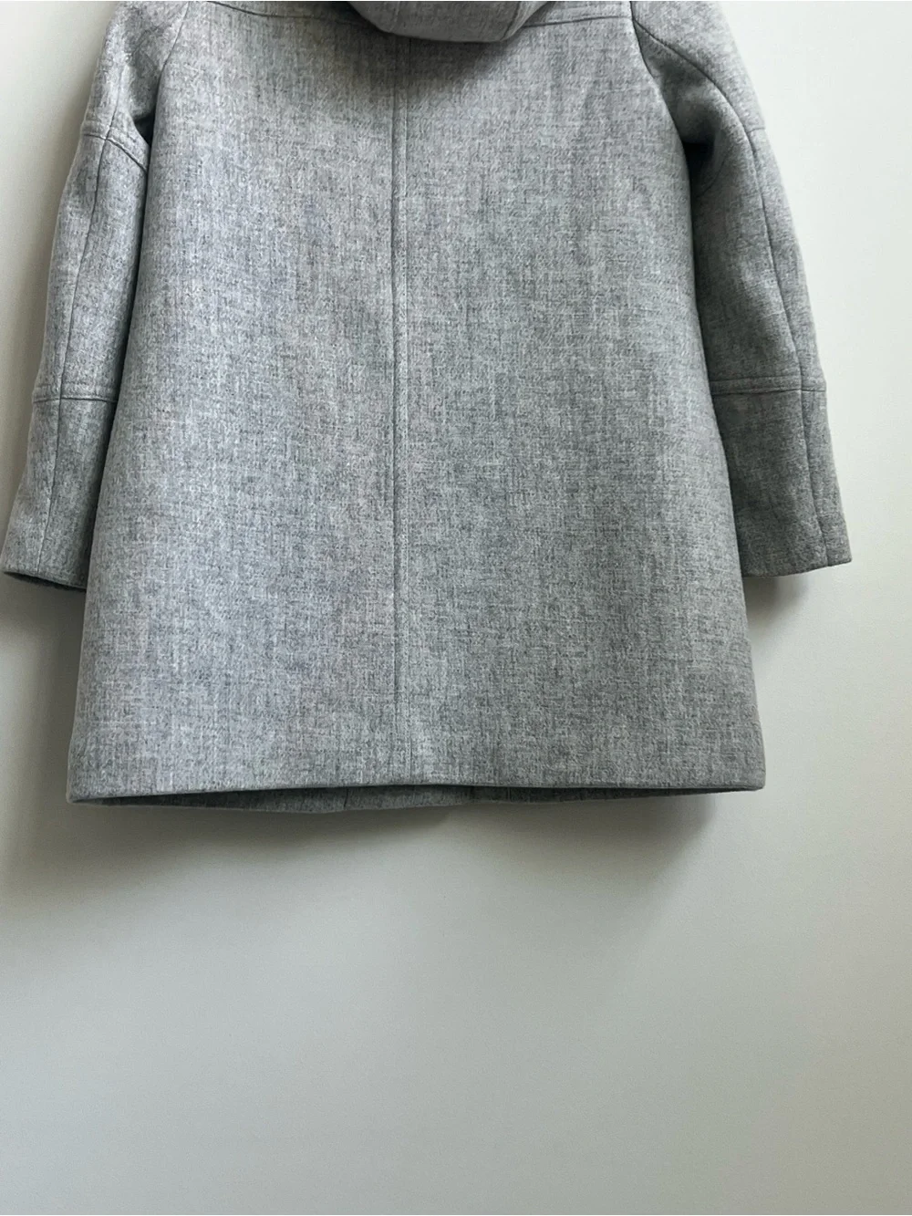 J.Crew Wool Nello Gorri Chateau Faux Fur Hood Parka Coat Sz 2 Quiet Luxury Gray - Picture 11 of 16